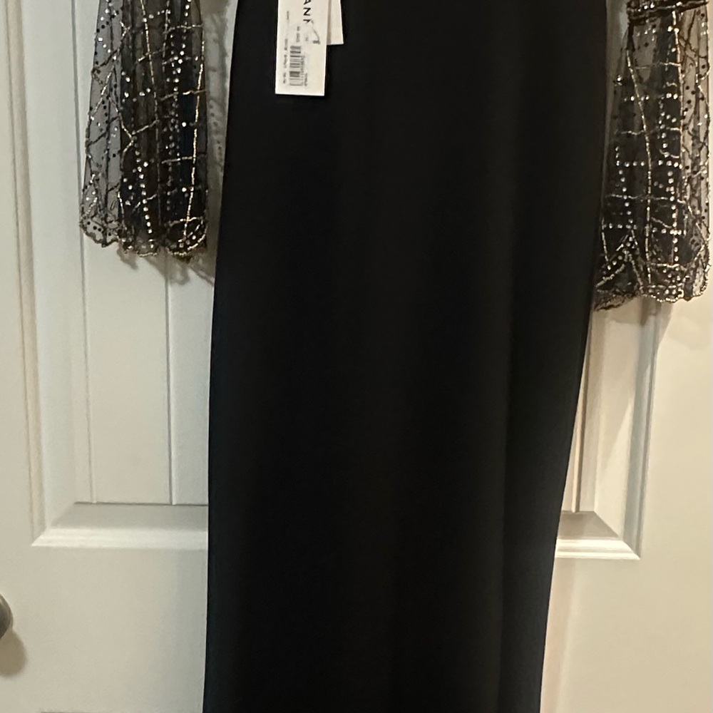 Elegant Black Dress with Beaded Sleeves